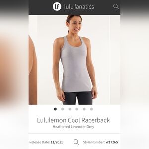 Lululemon Cool Racerback Heathered Lavender Grey